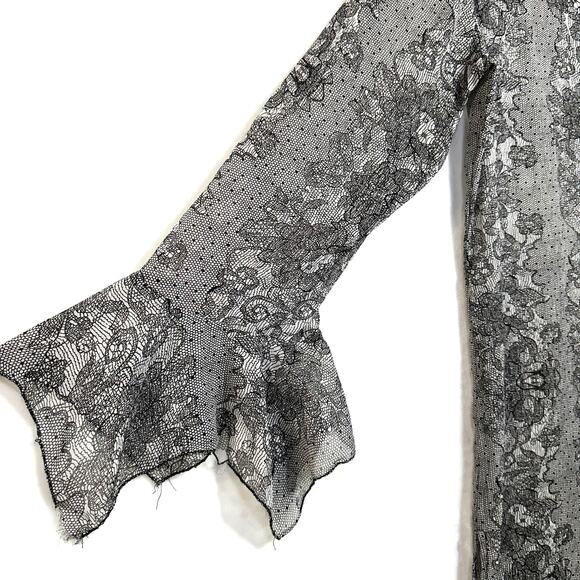 Yuka Beach Chiffon Large Bell Sleeve Coverup Dress Swim Pool Summer Sheer Sequin - Picture 3 of 10